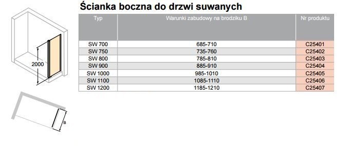 Huppe Classics 2 EasyEntry Black Edition ścianka boczna 100cm wys.200 czarny przeźroczyste AntiPlaque C25405.123.322