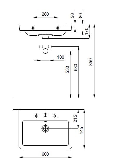 Roca Caserta umywalka wisząca 60x45 biały A3270J1000