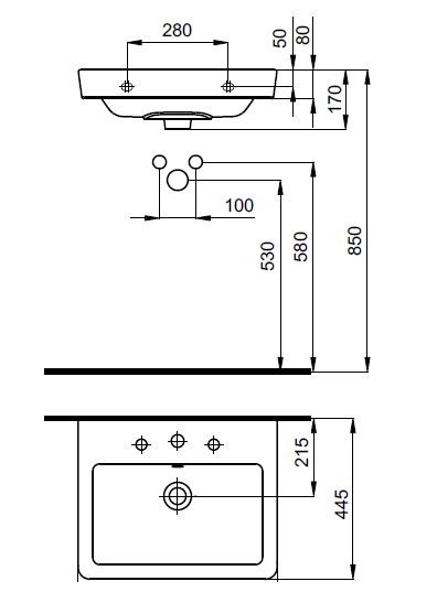 Roca Caserta umywalka wisząca 55x45 biały A3270J2000