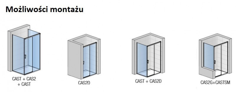 Sanswiss Cadura drzwi przesuwne dwuczęściowe prawe 110 cm srebrny połysk przeźroczyste CAS2D1105007