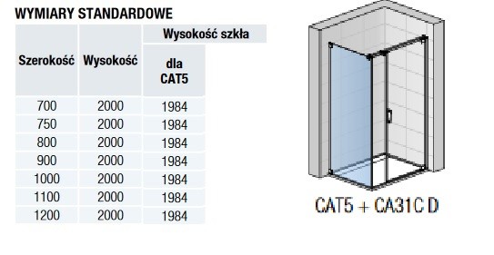 Sanswiss Cadura ścianka boczna 120 cm srebrny połysk przeźroczyste montaż przy ściance CAT51205007