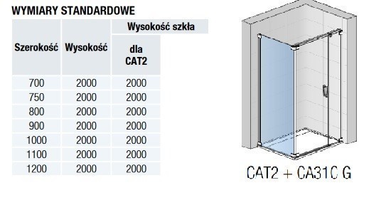 Sanswiss Cadura ścianka boczna 110 cm srebrny połysk przeźroczyste montaż przy zawiasie CAT21105007