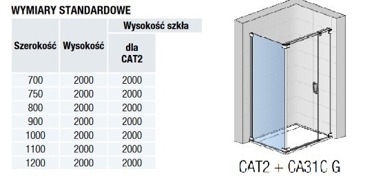 Sanswiss Cadura ścianka boczna 80 cm srebrny połysk przeźroczyste montaż przy zawiasie CAT20805007