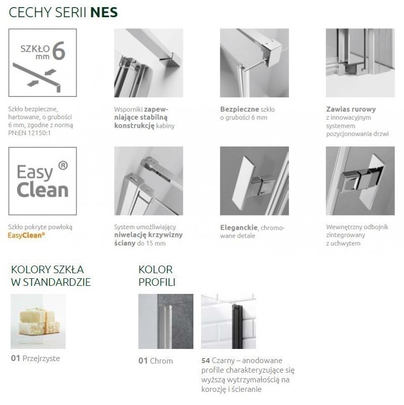 Radaway Nes PTJ kabina pięciokątna 100x100 drzwi wahadłowe LEWE chrom przeźroczyste Easy Clean 10052000-01-01L + 10052100-01-01