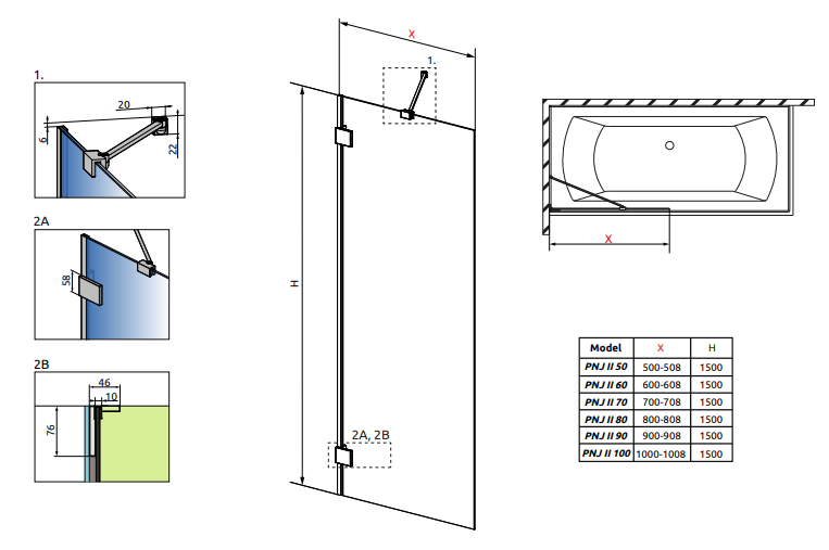 Radaway Essenza Pro PNJ II parawan nawannowy jednoczęściowy 100 cm L/P chrom przeźroczyste Easy Clean 10101100-01-01