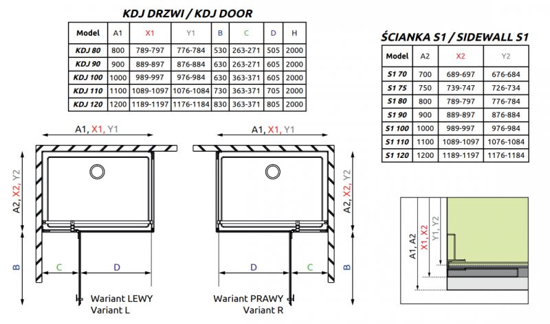 Radaway Essenza Pro Gold KDJ kabina prostokątna 120x80 drzwi otwierane prawe 120 i ścianka 80 złoty przeźroczyste Easy Clean 10097120-09-01R + 10098080-01-01