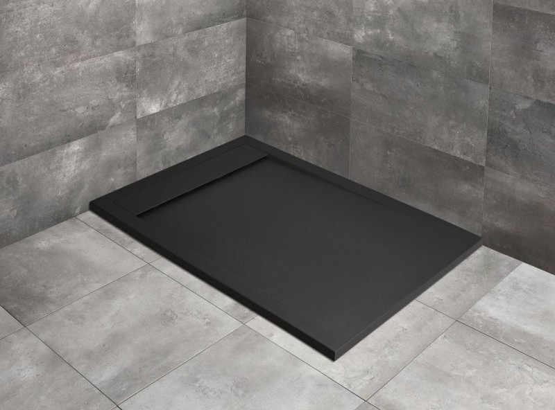 Radaway Teos F Stone brodzik prostokątny płaski 100x90 cm konglomerat efekt kamienia czarny HTF10090-54