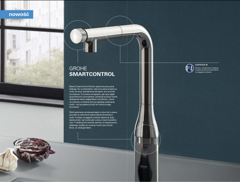 Grohe Minta SmartControl bateria kuchenna zlewozmywakowa z wyciąganą wylewką stal nierdzewna 31613DC0