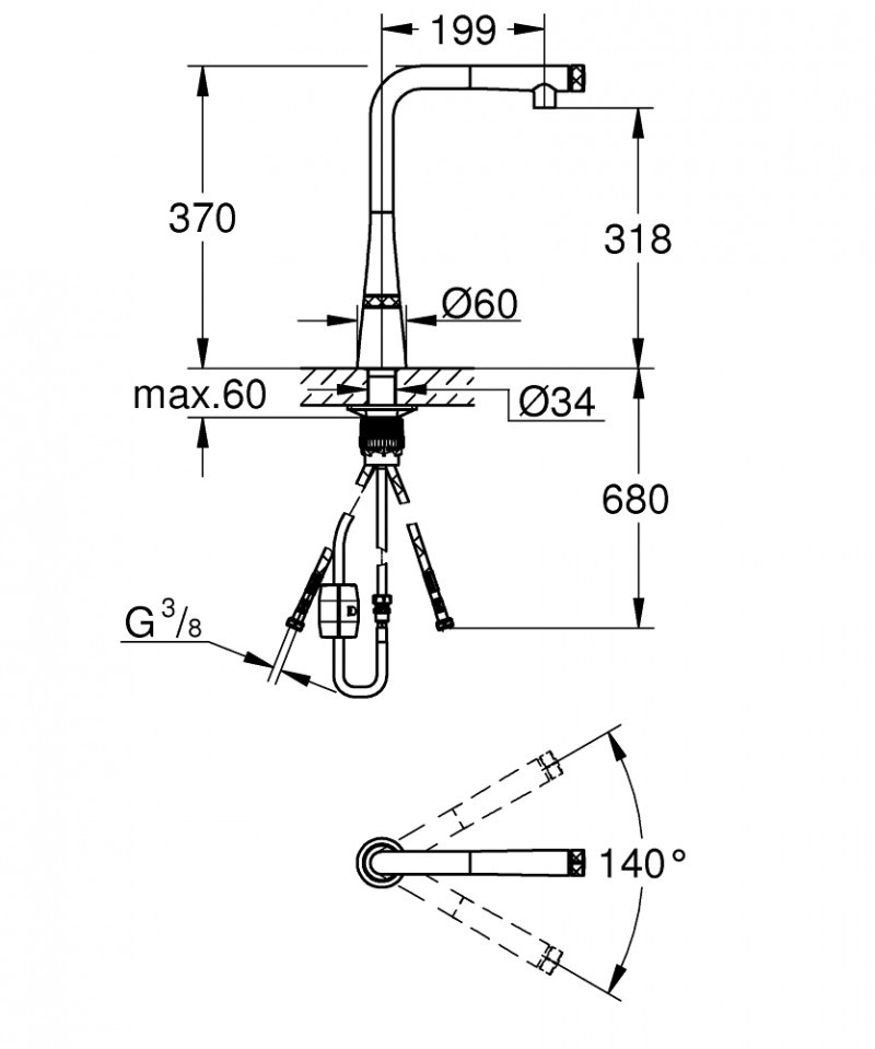 Grohe Zedra SmartControl bateria kuchenna zlewozmywakowa z wyciąganą wylewką stal 31593DC2