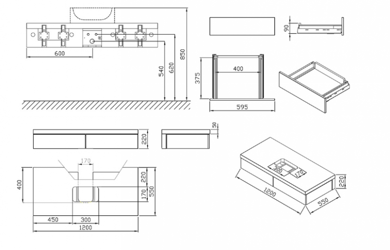 Ravak Formy 02 szafka pod umywalkę wisząca 120x55 cm biały X000001031