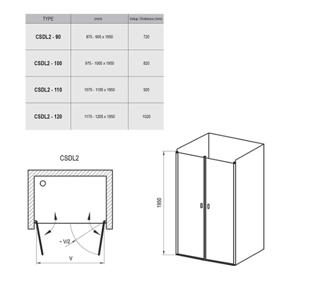 Ravak Chrome CSDL2-90 drzwi prysznicowe otwierane wahadłowe 90x195 cm srebrny matowy przeźroczyste ANTICALC 0QV7CU0LZ1