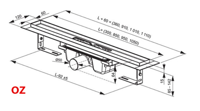 Ravak Chrome odpływ liniowy podłogowy 85 cm stal nierdzewna X01427