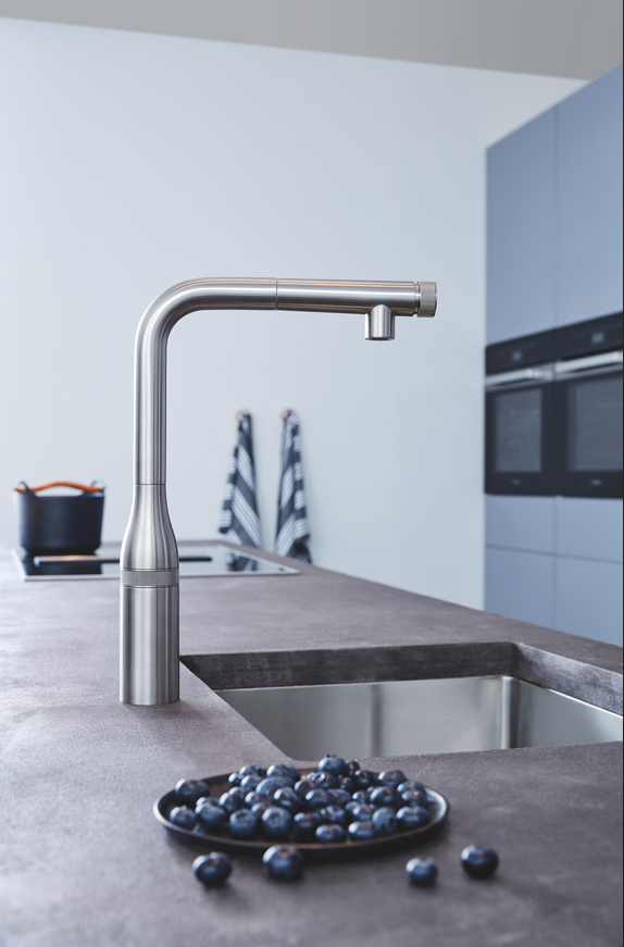 Grohe Essence SmartControl bateria kuchenna zlewozmywakowa z wyciąganą wylewką stal nierdzewna 31615DC0