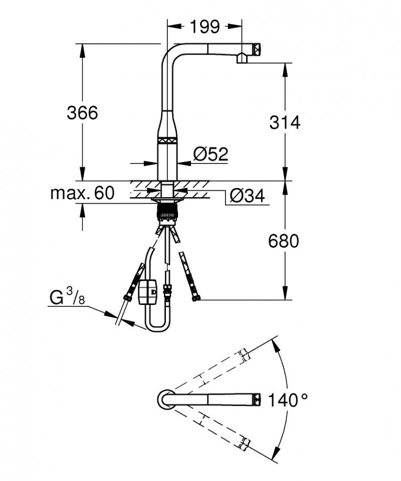 Grohe Essence SmartControl bateria kuchenna zlewozmywakowa z wyciąganą wylewką stal nierdzewna 31615DC0