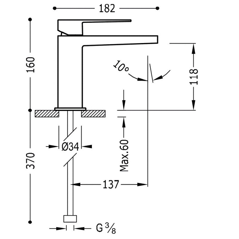 Tres Slim-Tres bateria umywalkowa perlator stal 202.103.01.AC