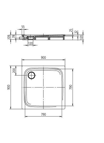 Kaldewei Superplan plus brodzik prostokątny płaski 90x90 model 475-5 470047980001