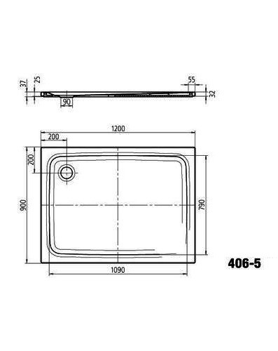 Kaldewei Superplan brodzik kwadratowy 120x90 model z obniżonym nośnikiem ze styropianu 406-5 430647980001