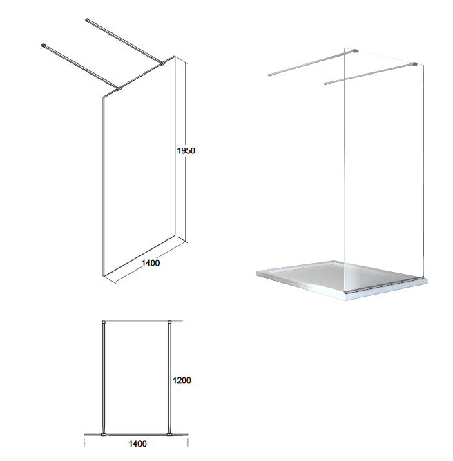 BESCO Aveo Due kabina prysznicowa walk-in 140 cm przeźroczyste chrom AVD-140-195C