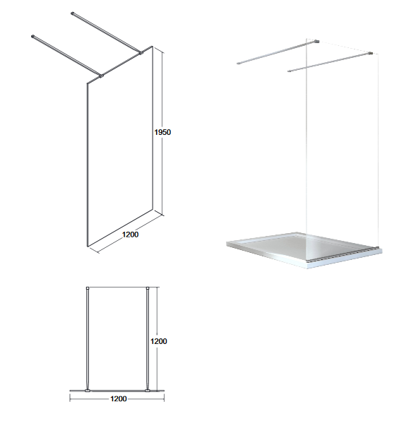 BESCO Aveo Due kabina prysznicowa walk-in 120 cm przeźroczyste chrom AVD-120-195