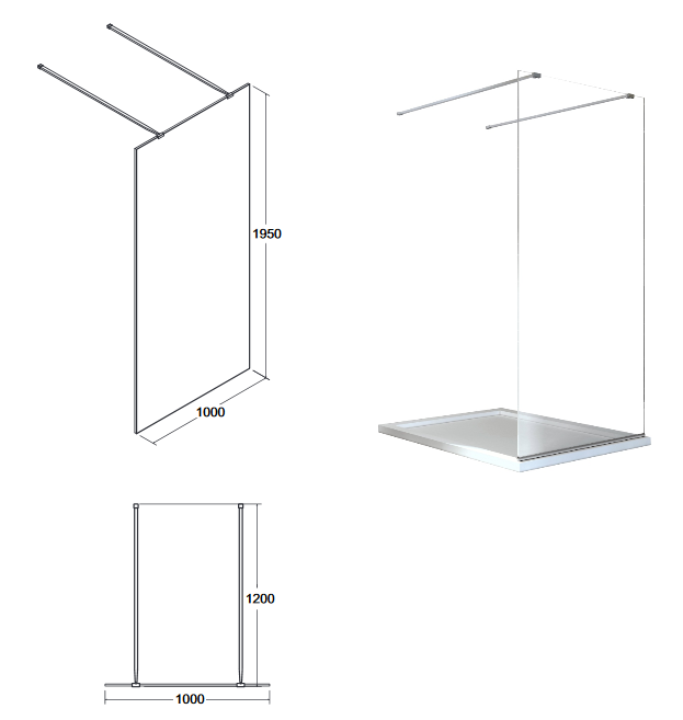 BESCO Aveo Due kabina prysznicowa walk-in 100 cm  przeźroczyste chrom AVD-100-195