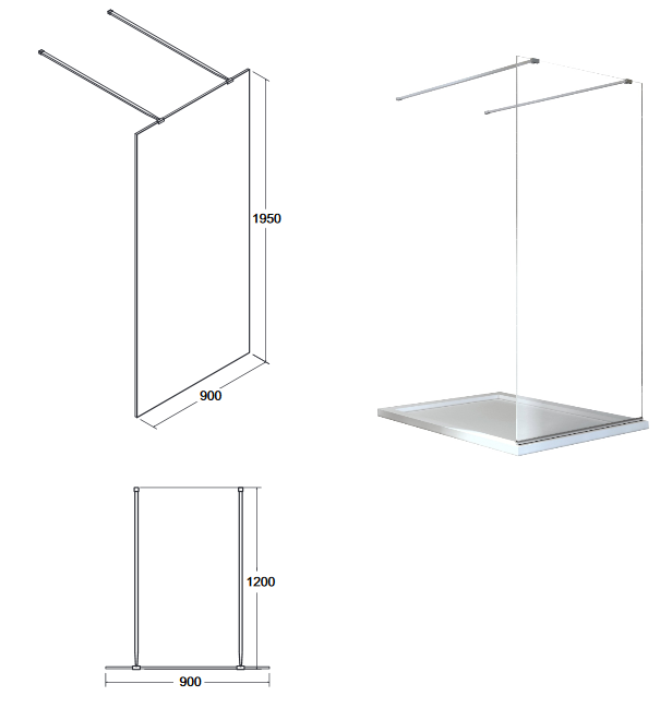 BESCO Aveo Due kabina prysznicowa walk-in 90 cm  przeźroczyste chrom AVD-90-195