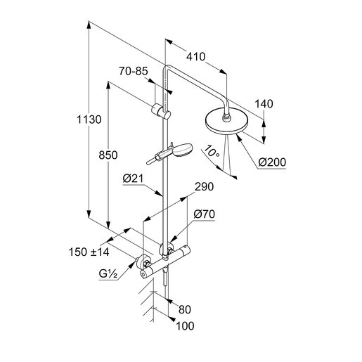 Kludi Logo Dual Shower System zestaw prysznicowy termostatyczny z deszczownicą chrom 6809405-00