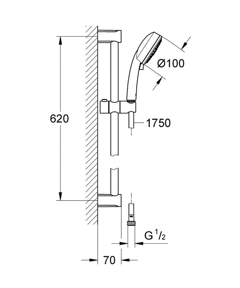 Grohe Tempesta Cosmopolitan 100 zestaw prysznicowy 0,6m 3 strumienie chrom 27786002