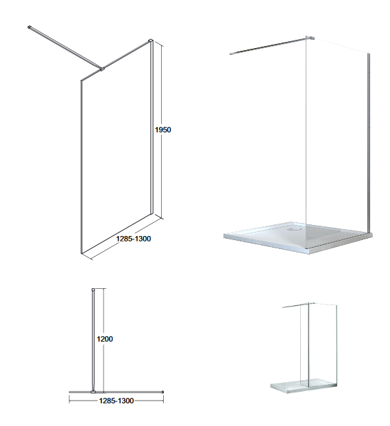 BESCO Aveo kabina prysznicowa walk-in 130 cm  przeźroczyste chrom AV-130-195-C