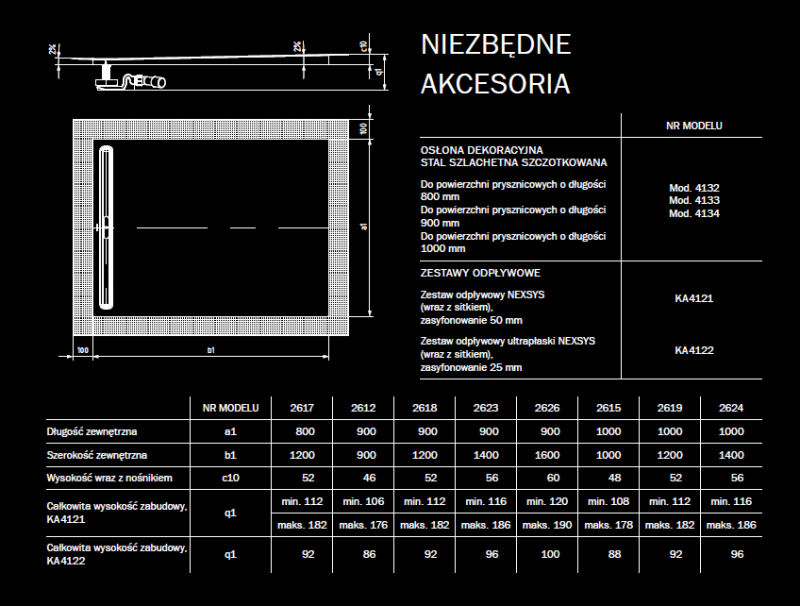 Kaldewei Nexsys brodzik kwadratowy 80x80 biały model 2610 410846300001