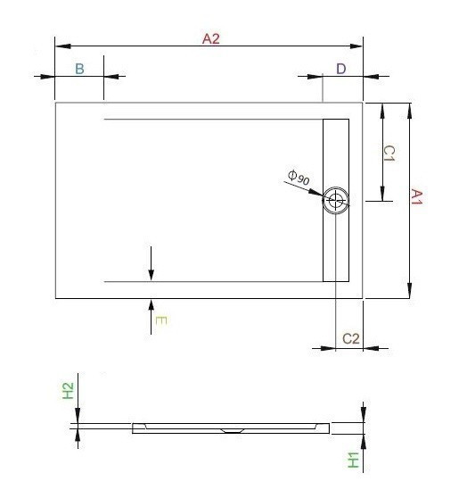 Radaway Teos F Stone brodzik prostokątny płaski 110x80 cm konglomerat efekt kamienia cemento HTF11080-74