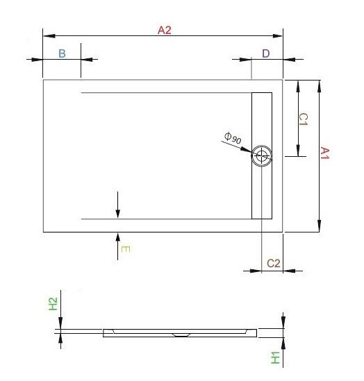 Radaway Teos F Stone brodzik prostokątny płaski 90x80 cm konglomerat efekt kamienia cemento HTF9080-74