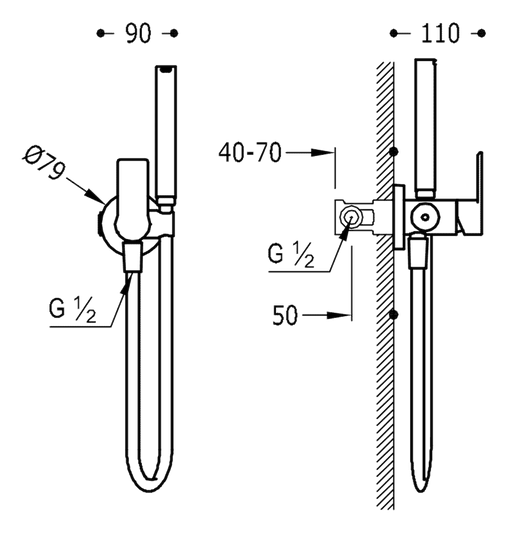 Tres Class bateria podtynkowa do bidetu lub wc chrom 205.222.01