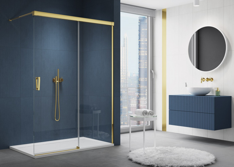 Sanswiss Cadura Gold Line CAW2 drzwi suwane Walk-In 180 cm prawe złoty przeźroczyste Aquaperle CAW2D1801207