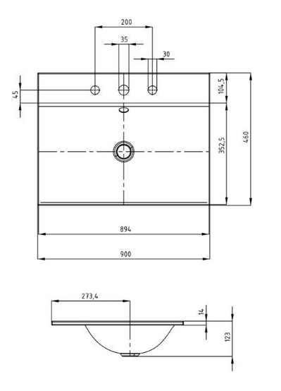 Kaldewei Silenio umywalka wpuszczana w blat z otworem bez przelewu 90x46 cm 3038 907806303001