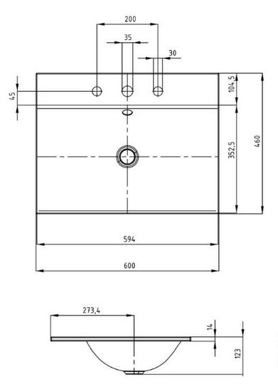 Kaldewei Silenio umywalka wpuszczana w blat z otworami z przelewem 60x46 cm 3037 907706033001