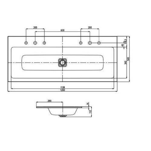 Kaldewei Cono umywalka wpuszczana w blat bez otworów, bez przelewu 120x50 cm 3082-D 901806003001