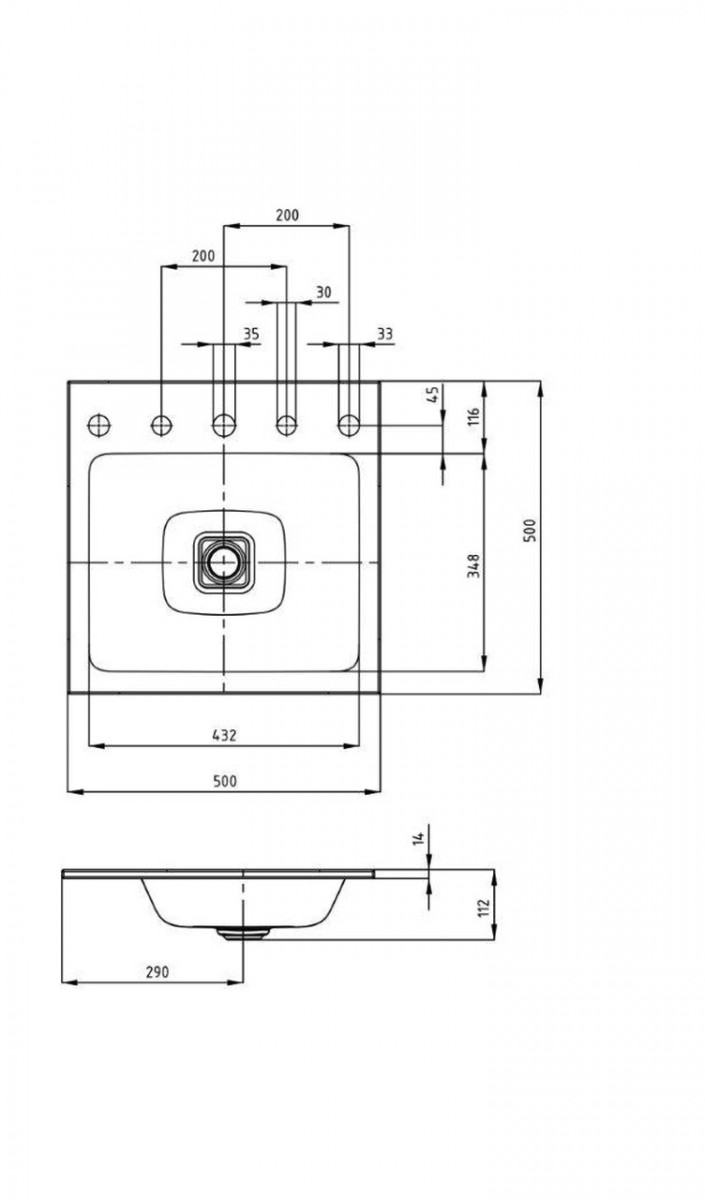 Kaldewei Cono umywalka wpuszczana w blat bez otworu i bez przelewu 50x50 cm 3075 908206003001