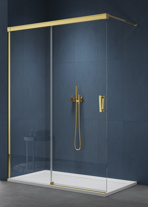 Sanswiss Cadura Gold Line CAW2 drzwi suwane Walk-In 150 cm lewe złoty przeźroczyste Aquaperle CAW2G1501207