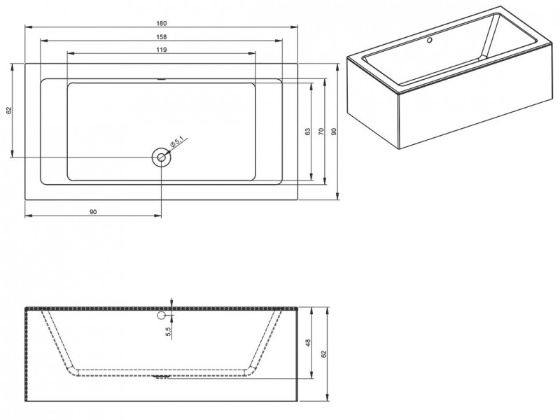 Riho Lugo Plug&Play wanna prostokątna lewa 180x90 ze zintegrowaną obudową biały BD66005