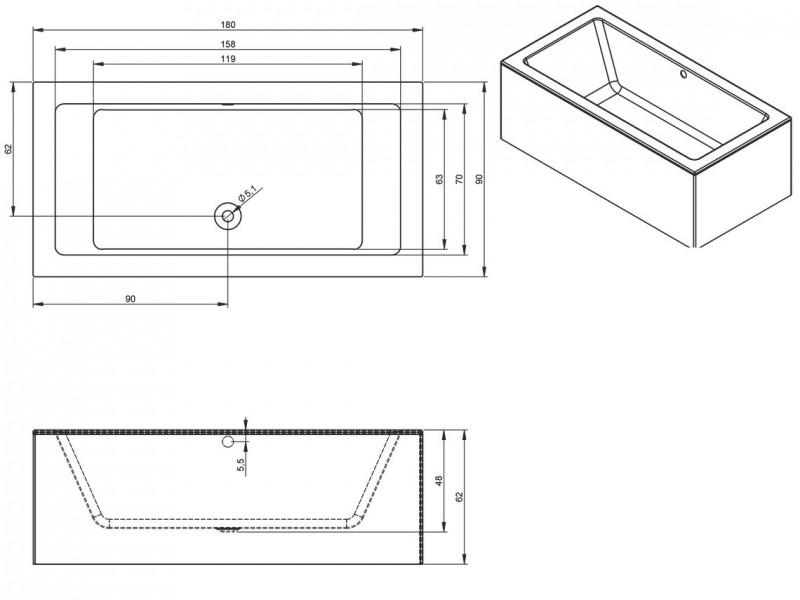 Riho Lugo Plug&Play wanna prostokątna prawa 180x90 ze zintegrowaną obudową biały BD65005