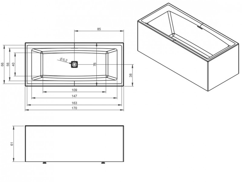 Riho Still Square Plug&Play wanna prostokątna prawa 170x75 ze zintegrowaną obudową biały BD13005