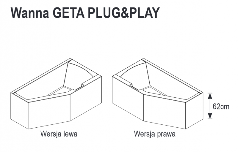 Riho Geta Plug&Play wanna asymetryczna lewa 160x90 ze zintegrowaną obudową biały BD47005