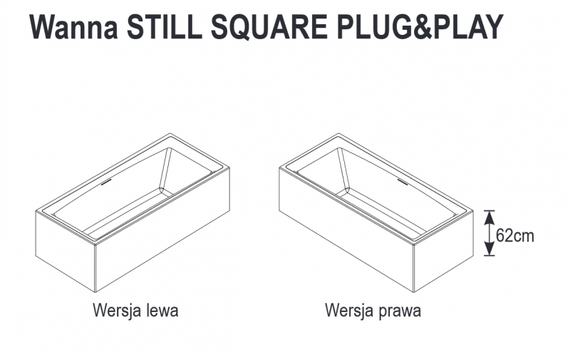 Riho Still Square Plug&Play wanna prostokątna prawa 180x80 ze zintegrowaną obudową biały BD11005