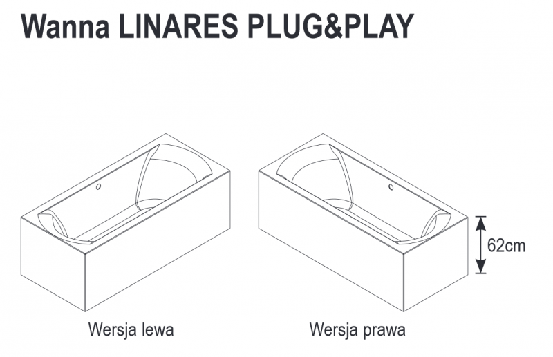 Riho Linares Plug&Play wanna prostokątna lewa 200x90 ze zintegrowaną obudową biały BD60005