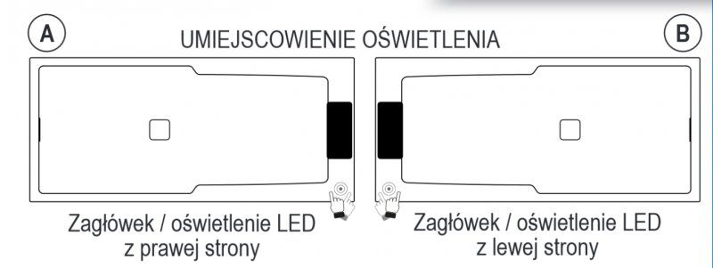 Riho Still Shower LED wanna prostokątna  z oświetleniem LED lewa 180x80 z syfonem akryl BR0500500K00131