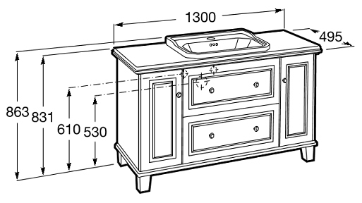 Roca Carmen blat marmurowy 130 cm biały A857142420