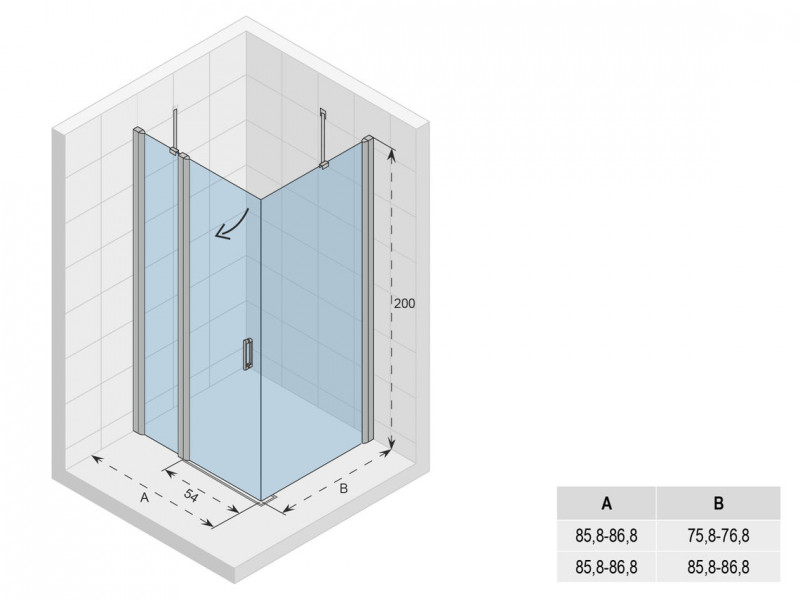 Riho Novik Z203 kabina prostokątna 90x80 cm L/P drzwi otwierane 90 + ścianka 80 chrom przeźroczyste GZ7090080
