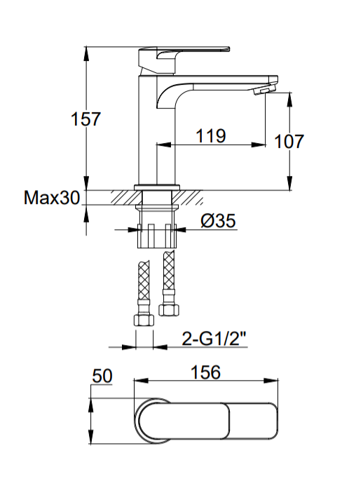 Kohlman Texen bateria umywalkowa chrom QB100T