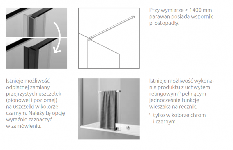 Radaway Furo Black PND II parawan wannowy przesuwny 160 cm lewy czarny przeźroczyste Easy Clean 10109838-54-01L + 10112794-01-01