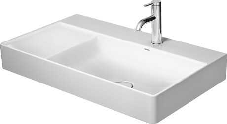 Duravit DuraSquare umywalka meblowa bez przelewu bez otworu na baterię komora z prawej strony 80 cm biała 2349800070